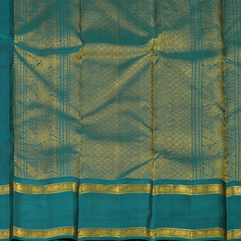 Hayagrivas Handloom Metallic Grey Kanjivaram Silk Saree with Rama Green Border BE660-SBS