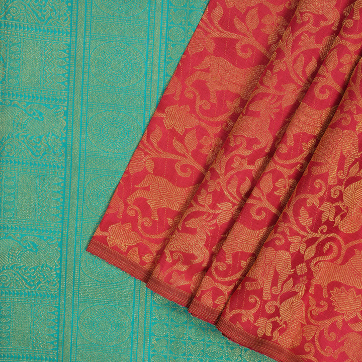 Hayagrivas Handloom Red Kanjivaram Silk Saree BE662-SBS