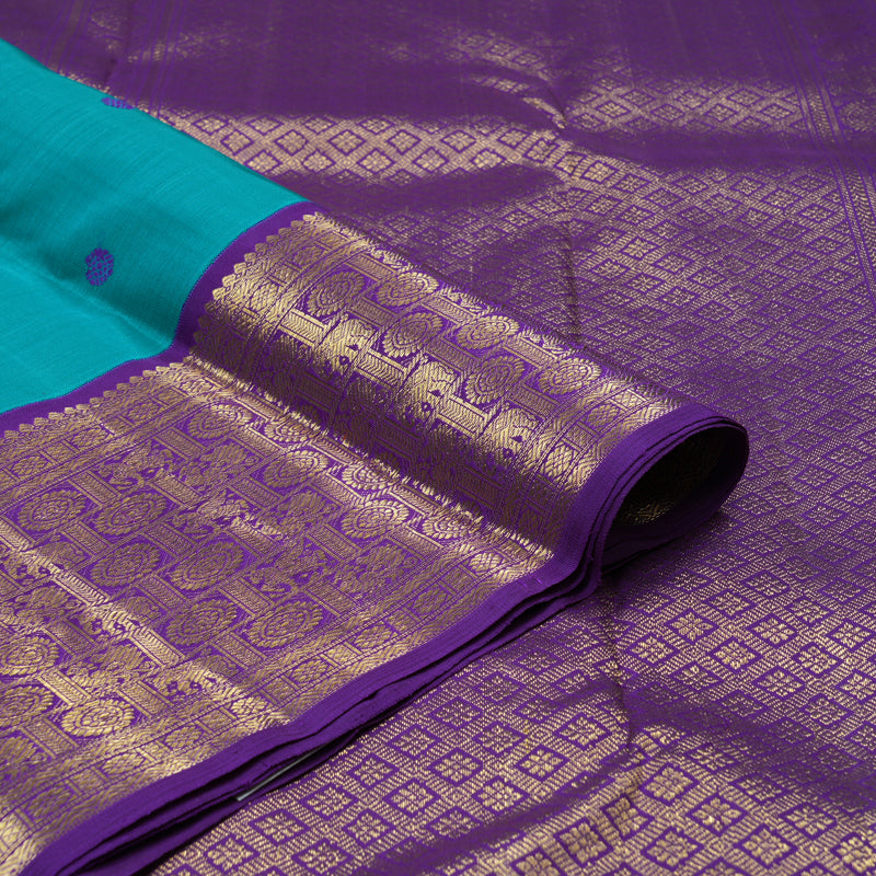 Hayagrivas Handloom Rama Blue Kanjivaram Silk Saree with Purple Border BE663-SBS