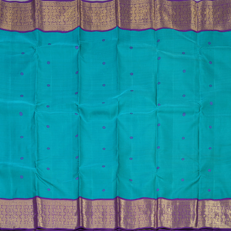 Hayagrivas Handloom Rama Blue Kanjivaram Silk Saree with Purple Border BE663-SBS