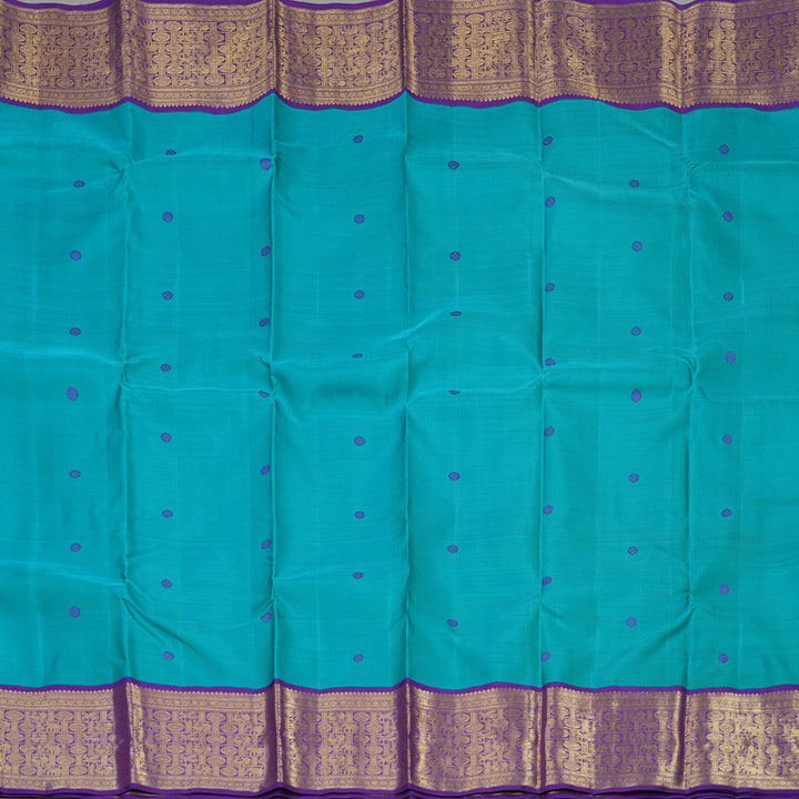 Hayagrivas Handloom Rama Blue Kanjivaram Silk Saree with Purple Border BE663-SBS