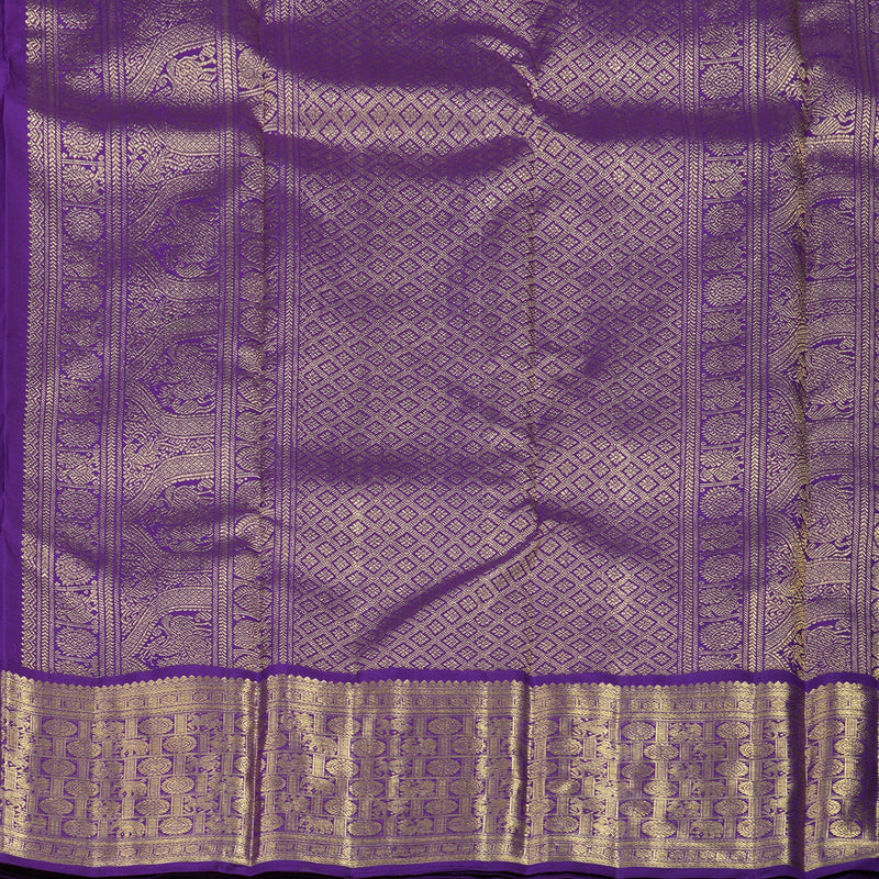 Hayagrivas Handloom Rama Blue Kanjivaram Silk Saree with Purple Border BE663-SBS