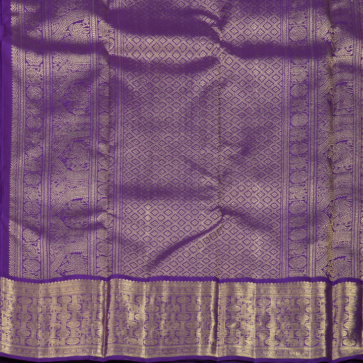 Hayagrivas Handloom Rama Blue Kanjivaram Silk Saree with Purple Border BE663-SBS