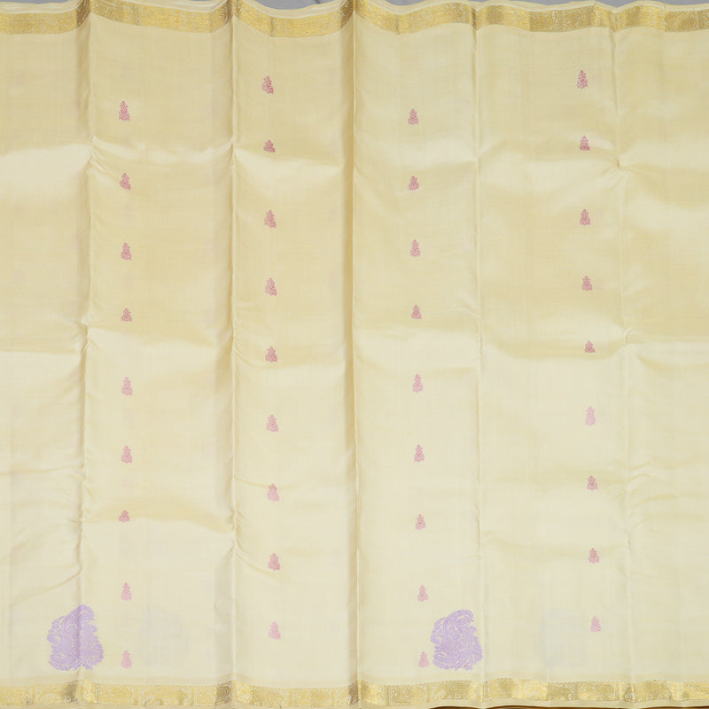 Hayagrivas Handloom Creamy Ivory Kanjivaram Silk Saree BE668-SBS