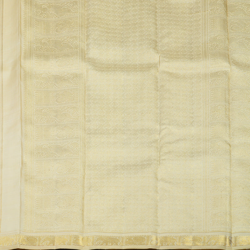 Hayagrivas Handloom Creamy Ivory Kanjivaram Silk Saree BE668-SBS