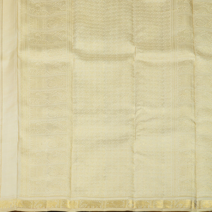 Hayagrivas Handloom Creamy Ivory Kanjivaram Silk Saree BE668-SBS