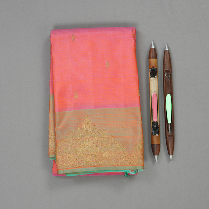 Hayagrivas Handloom Pink Kanjivaram Silk Saree with Sea Green Border BE697-SBS
