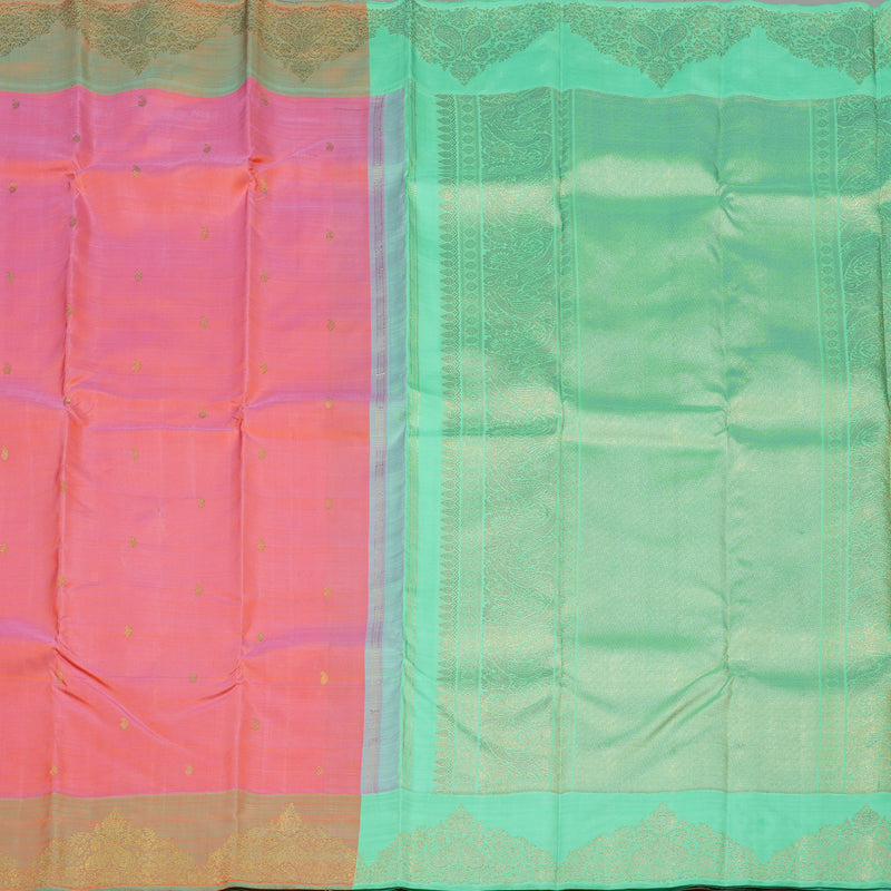 Hayagrivas Handloom Pink Kanjivaram Silk Saree with Sea Green Border BE697-SBS