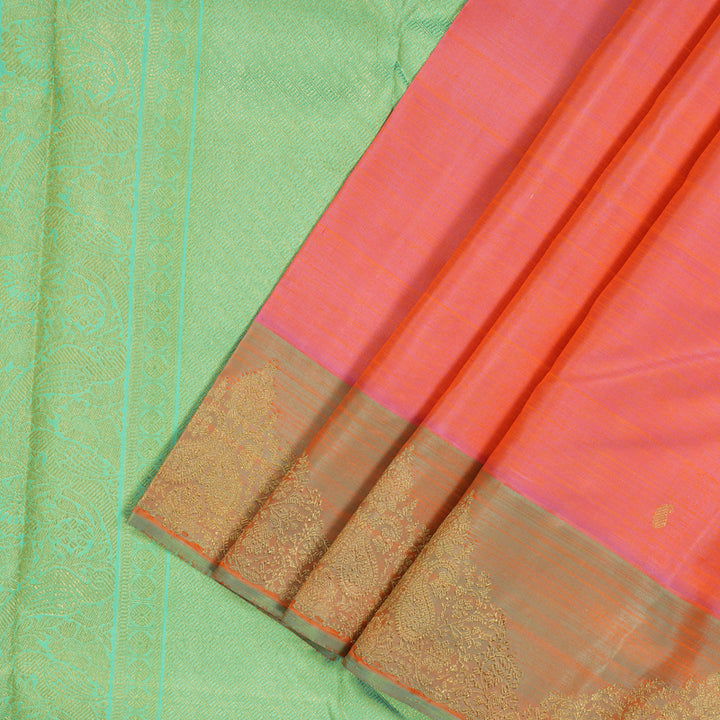 Hayagrivas Handloom Pink Kanjivaram Silk Saree with Sea Green Border BE697-SBS