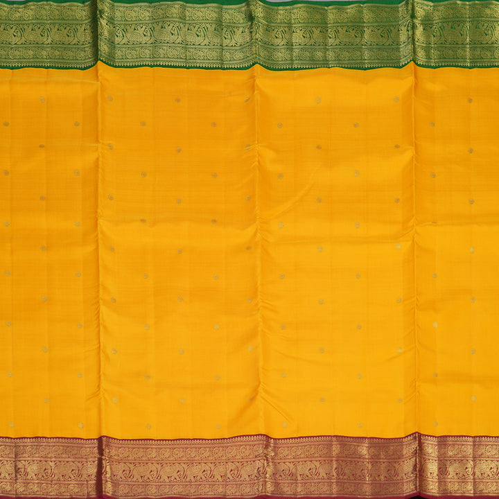 Hayagrivas Handloom Yellow Ten Yards Silk Madisar with Ganga Jamuna Border BE676-SBS