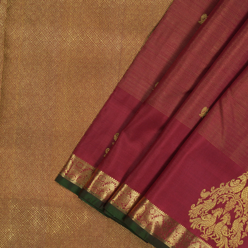 Hayagrivas Handloom Maroon Ten Yards Silk Madisar BE677-SBS