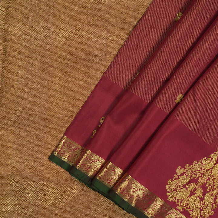 Hayagrivas Handloom Maroon Ten Yards Silk Madisar BE677-SBS