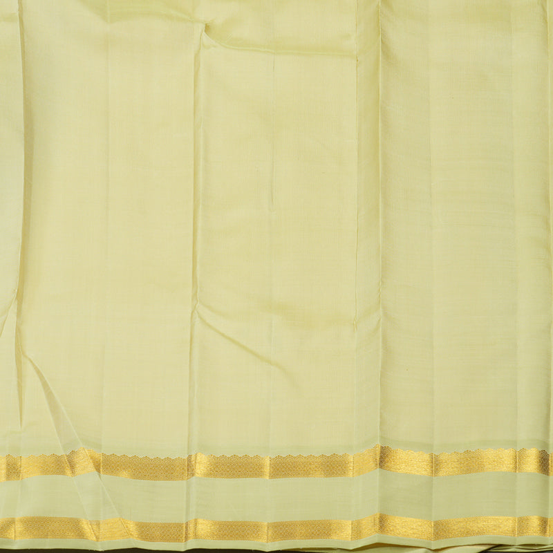 Hayagrivas Handloom Half-White Kanjivaram Silk Saree with Pista Green Border BE682-SBS