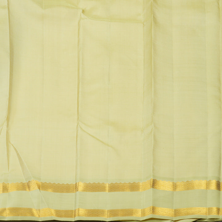 Hayagrivas Handloom Half-White Kanjivaram Silk Saree with Pista Green Border BE682-SBS