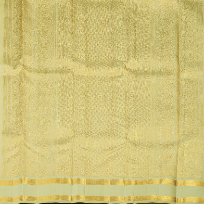 Hayagrivas Handloom Half-White Kanjivaram Silk Saree with Pista Green Border BE682-SBS