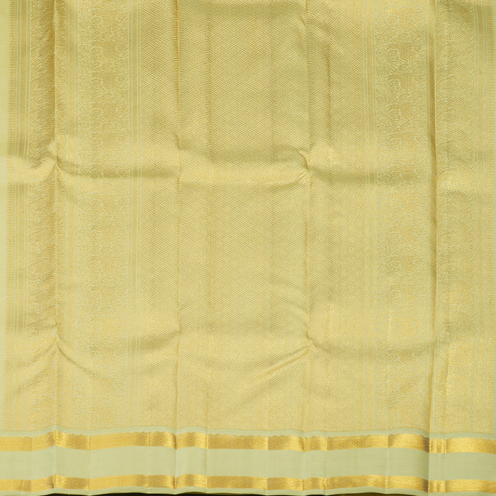 Hayagrivas Handloom Half-White Kanjivaram Silk Saree with Pista Green Border BE682-SBS