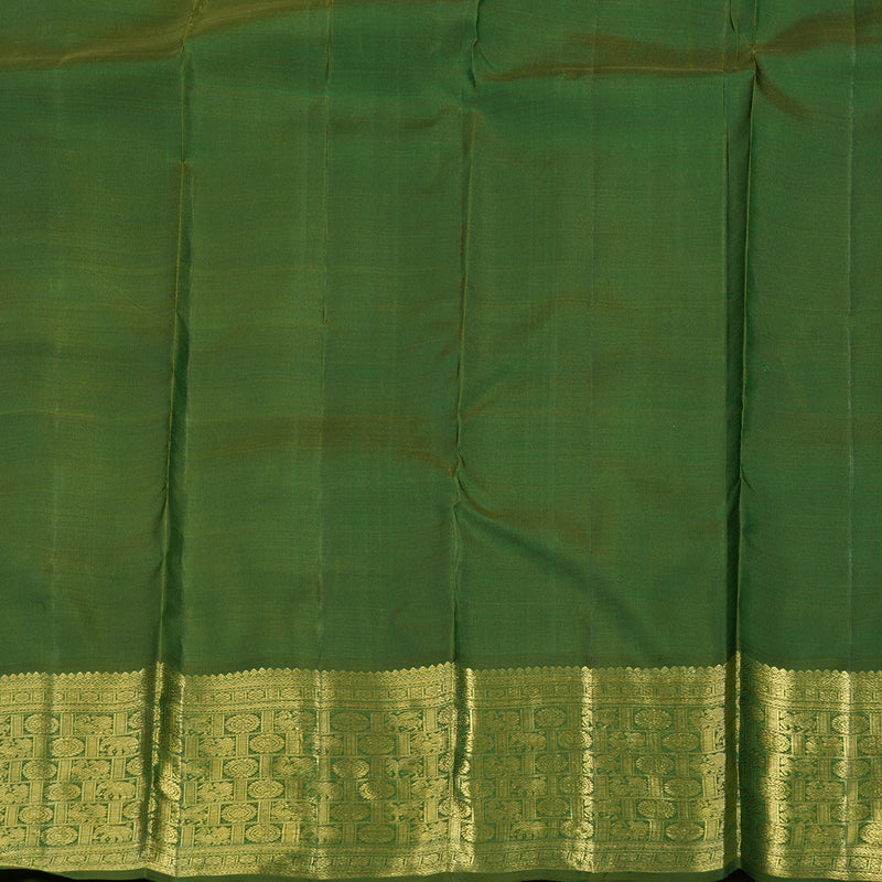 Hayagrivas Handloom Orange Kanjivaram Silk Saree with Mehandi Green Border BE692-SBS