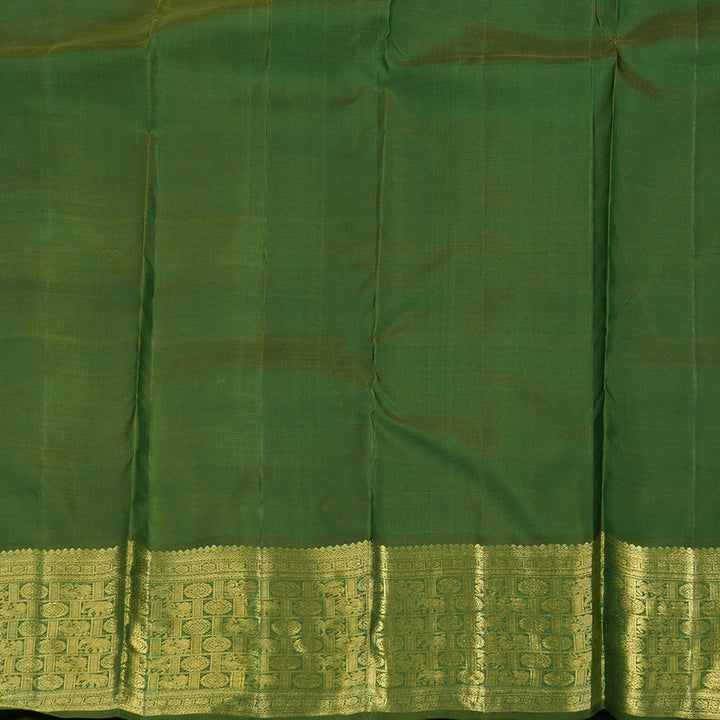 Hayagrivas Handloom Orange Kanjivaram Silk Saree with Mehandi Green Border BE692-SBS