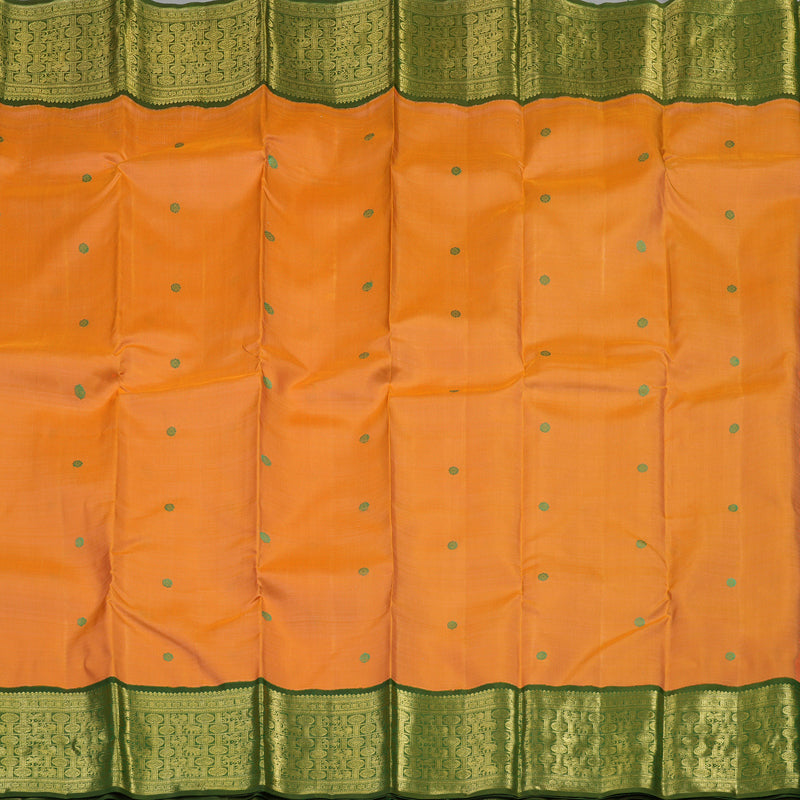 Hayagrivas Handloom Orange Kanjivaram Silk Saree with Mehandi Green Border BE692-SBS