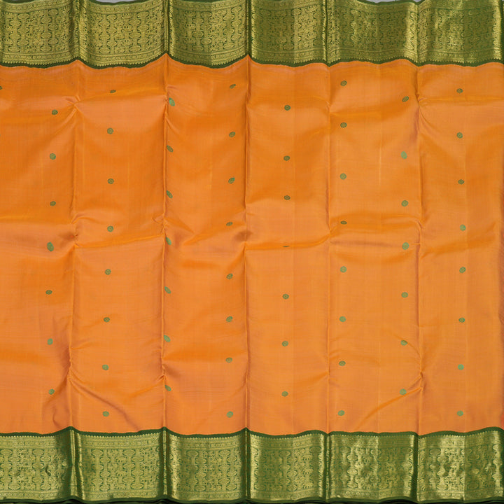 Hayagrivas Handloom Orange Kanjivaram Silk Saree with Mehandi Green Border BE692-SBS