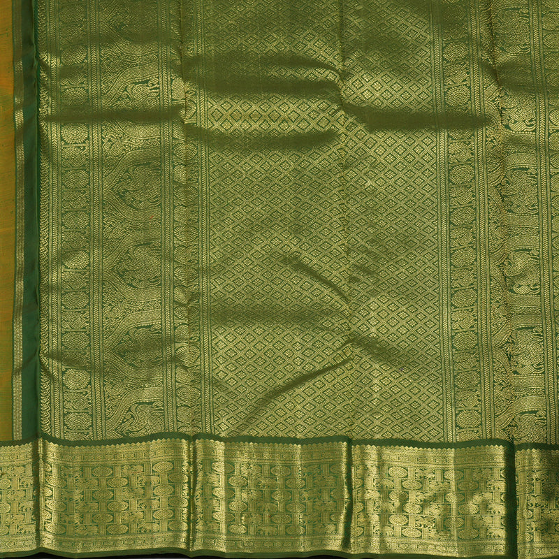 Hayagrivas Handloom Orange Kanjivaram Silk Saree with Mehandi Green Border BE692-SBS