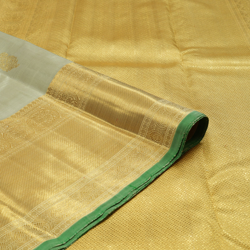 Hayagrivas Handloom Greyish-Green Kanjivaram Silk Saree with Sandal Border BE700-SBS