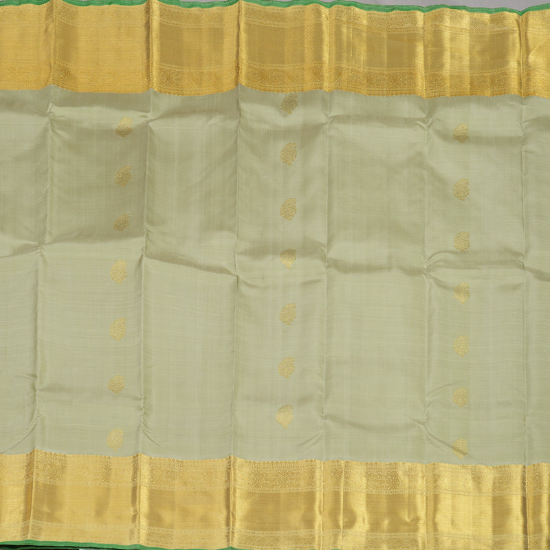 Hayagrivas Handloom Greyish-Green Kanjivaram Silk Saree with Sandal Border BE700-SBS