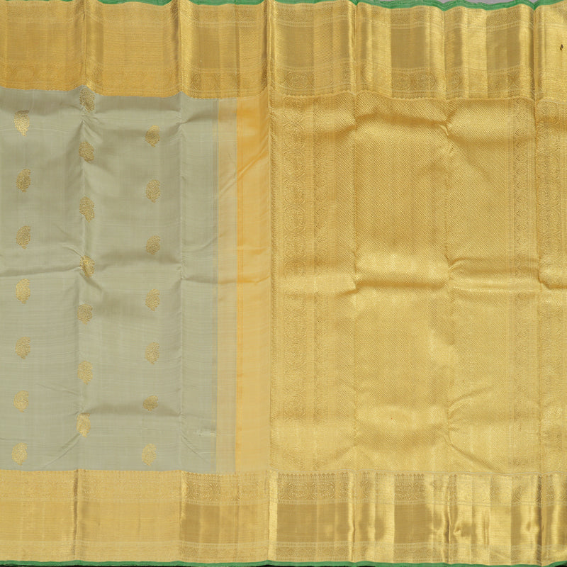 Hayagrivas Handloom Greyish-Green Kanjivaram Silk Saree with Sandal Border BE700-SBS