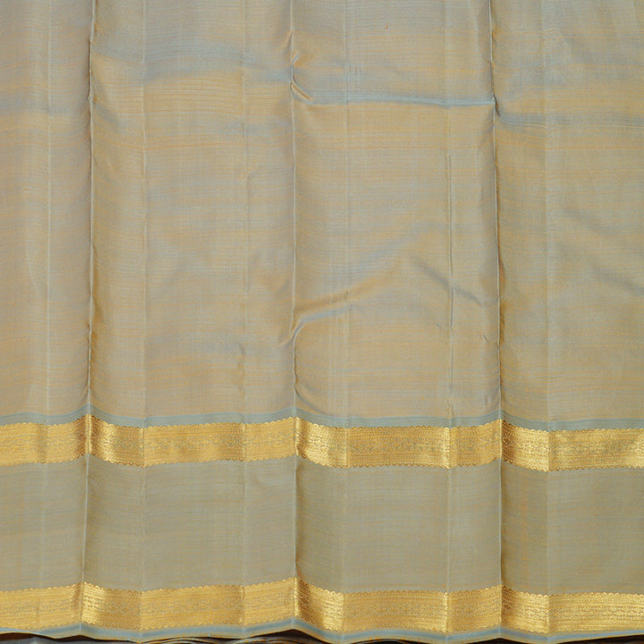 Hayagrivas Handloom Orange Kanjivaram Silk Saree with Grey Border BE704-SBS