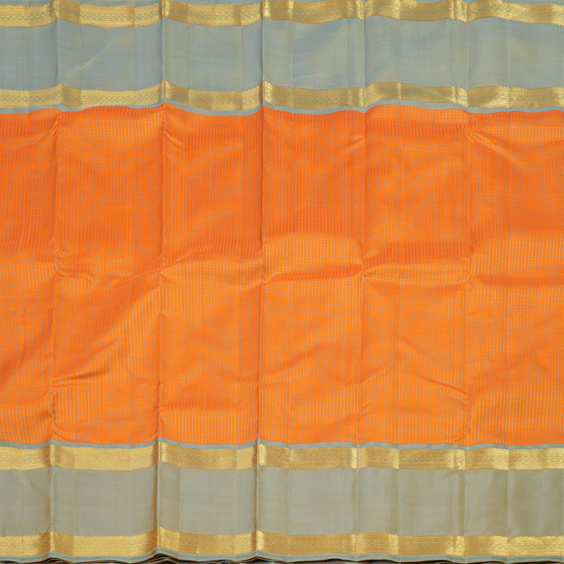 Hayagrivas Handloom Orange Kanjivaram Silk Saree with Grey Border BE704-SBS