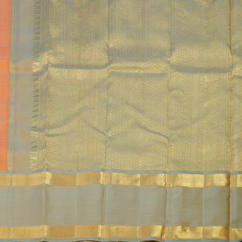 Hayagrivas Handloom Orange Kanjivaram Silk Saree with Grey Border BE704-SBS