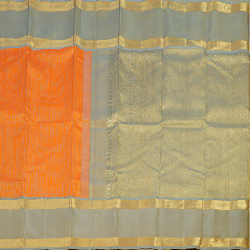 Hayagrivas Handloom Orange Kanjivaram Silk Saree with Grey Border BE704-SBS