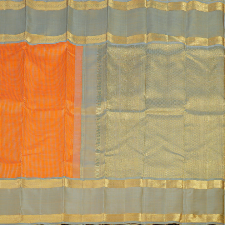 Hayagrivas Handloom Orange Kanjivaram Silk Saree with Grey Border BE704-SBS