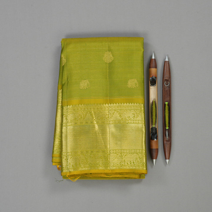 Hayagrivas Handloom Parrot Green Kanjivaram Silk Saree BE706-SBS