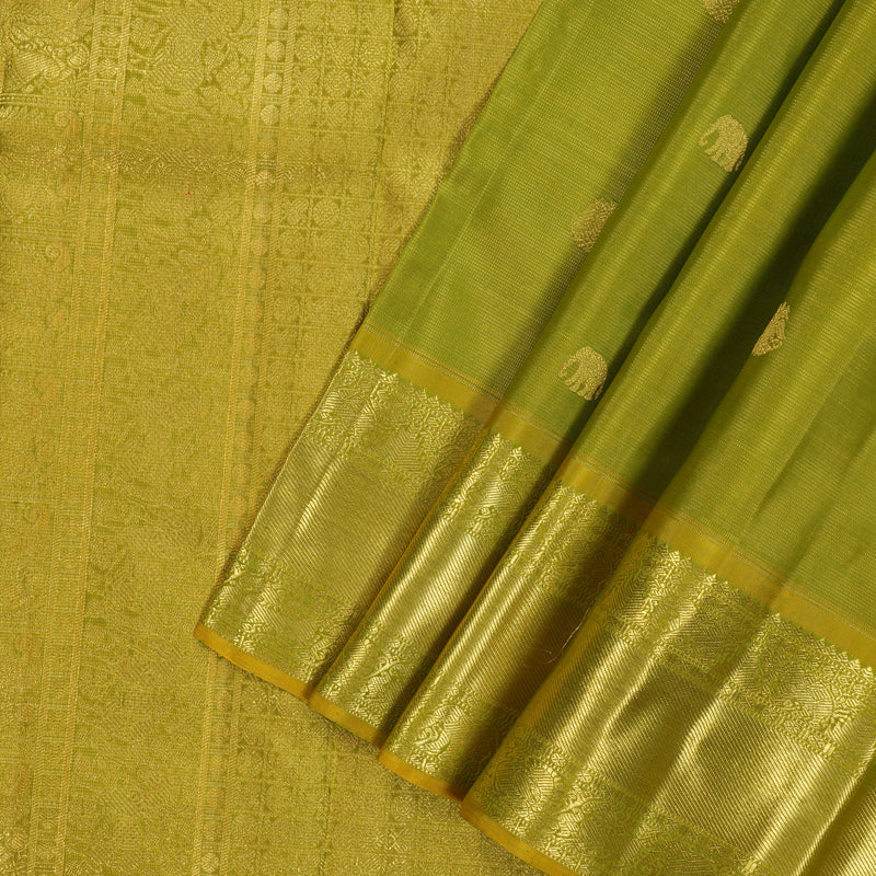 Hayagrivas Handloom Parrot Green Kanjivaram Silk Saree BE706-SBS