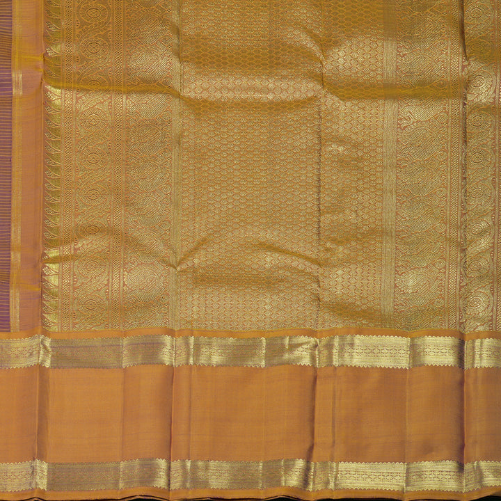 Hayagrivas Handloom Purple Kanjivaram Silk Saree with Golden Orange Border BE709-SBS