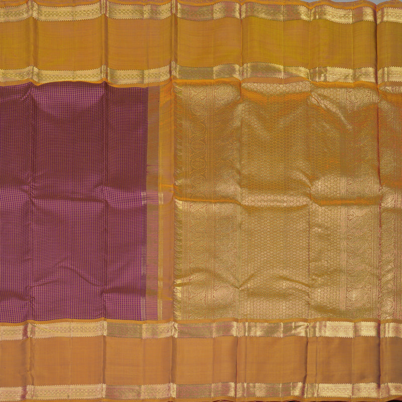 Hayagrivas Handloom Purple Kanjivaram Silk Saree with Golden Orange Border BE709-SBS