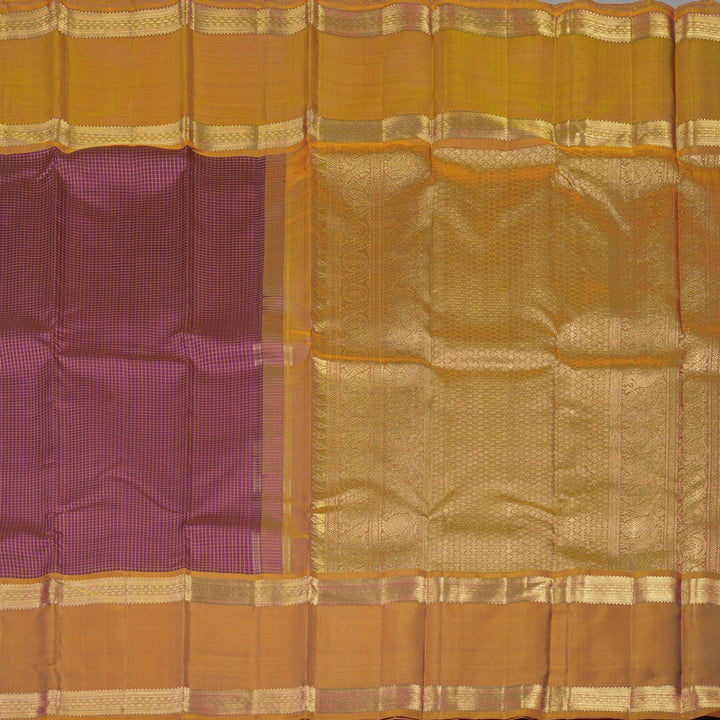Hayagrivas Handloom Purple Kanjivaram Silk Saree with Golden Orange Border BE709-SBS