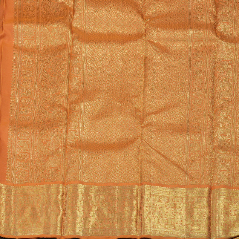 Hayagrivas Handloom Sky Blue Kanjivaram Silk Saree with Mild Orange Border BE712-SBS