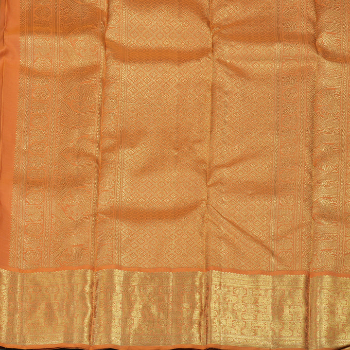 Hayagrivas Handloom Sky Blue Kanjivaram Silk Saree with Mild Orange Border BE712-SBS