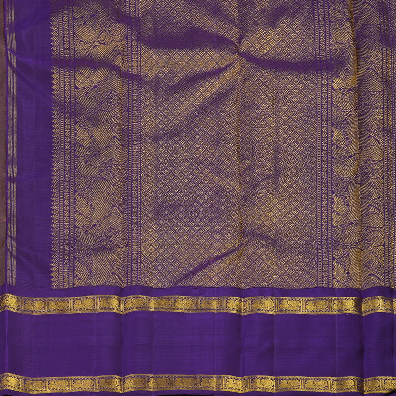 Hayagrivas Handloom Honey Mustard Kanjivaram Silk Saree with Violet Border BE713-SBS