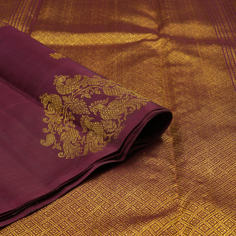 Hayagrivas Handloom Pinkish-Maroon Kanjivaram Silk Saree BE717-SBS
