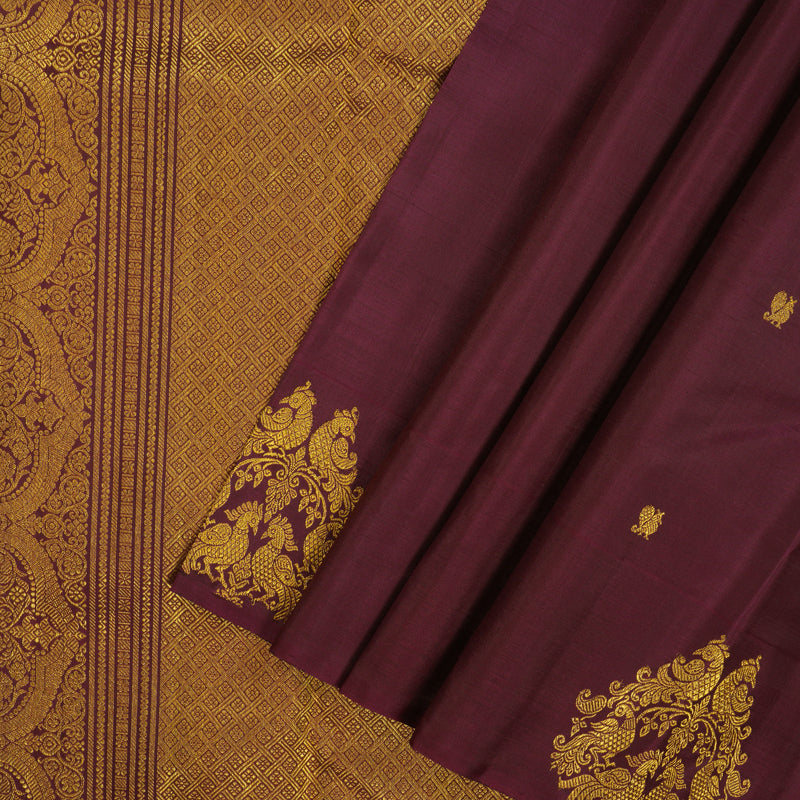 Hayagrivas Handloom Pinkish-Maroon Kanjivaram Silk Saree BE717-SBS