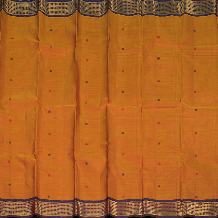 Hayagrivas Handloom Orange Kanjivaram Silk Saree with Wine Purple Border BE721-SBS