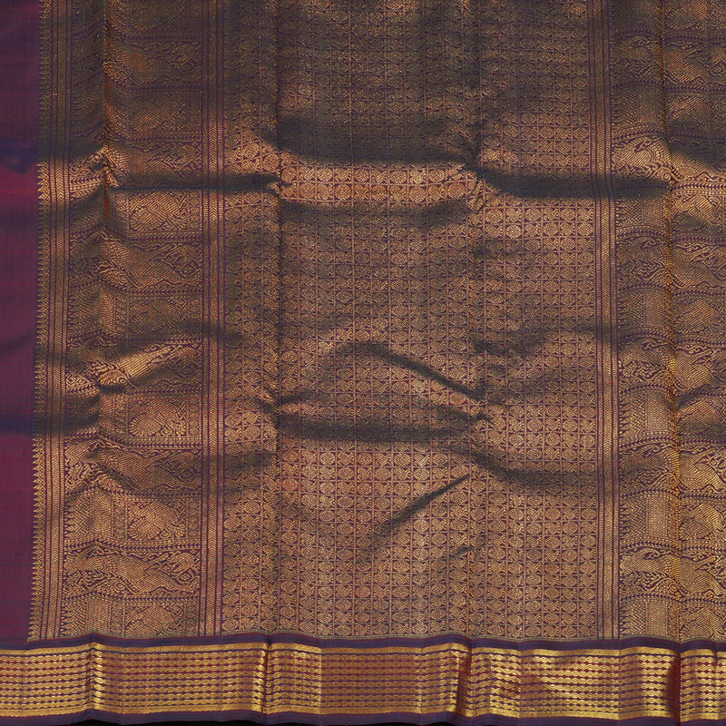 Hayagrivas Handloom Orange Kanjivaram Silk Saree with Wine Purple Border BE721-SBS