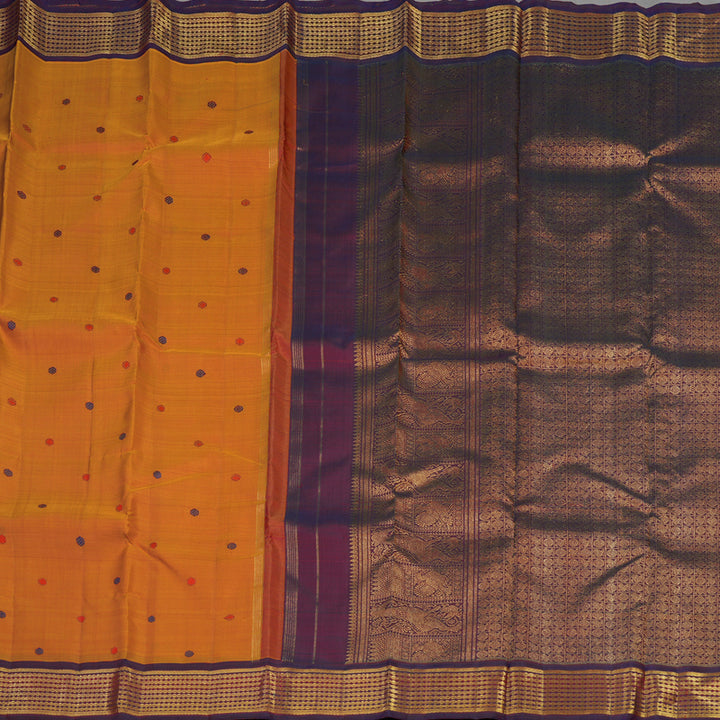 Hayagrivas Handloom Orange Kanjivaram Silk Saree with Wine Purple Border BE721-SBS