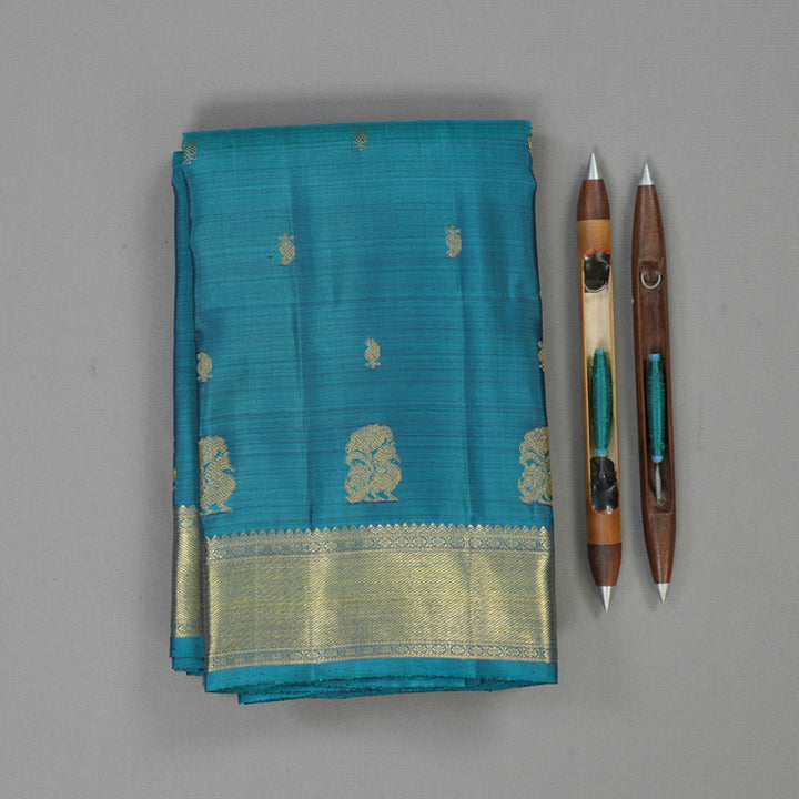 Hayagrivas Handloom Cyan Blue Kanjivaram Silk Saree BE723-SBS