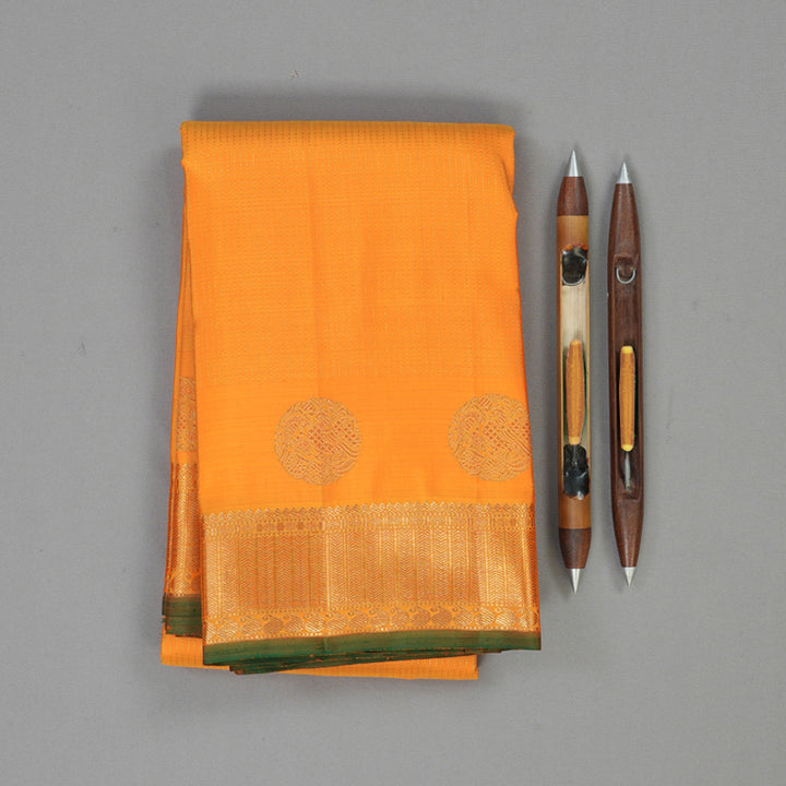 Hayagrivas Handloom Orange Kanjivaram Silk Saree BE724-SBS