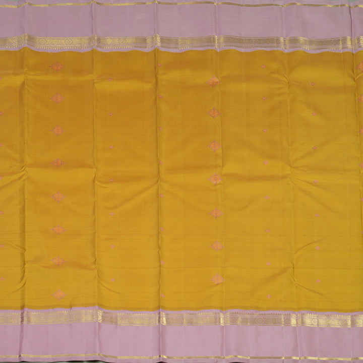 Hayagrivas Handloom Mango Yellow Kanjivaram Silk Saree with Lavendar Pink Border BE725-SBS