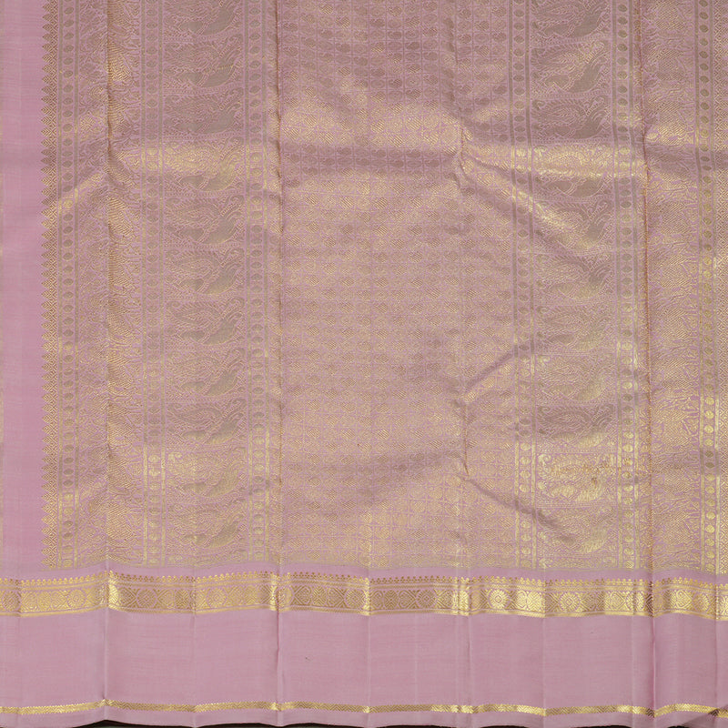 Hayagrivas Handloom Mango Yellow Kanjivaram Silk Saree with Lavendar Pink Border BE725-SBS
